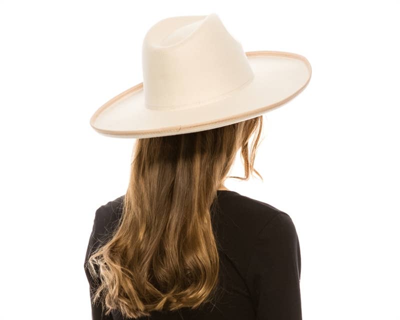 Vegan Felt Rancher Panama Hat Pencil Roll Brim - 4 Colors!: Ivory