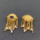 Green Eye Fringe Statement Earrings