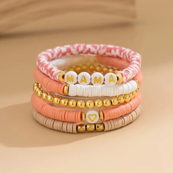 MAMA Peach Bracelet Stack
