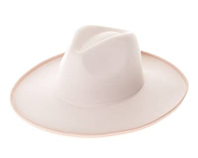 Vegan Felt Rancher Panama Hat Pencil Roll Brim - 4 Colors!: Ivory