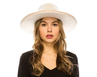 Vegan Felt Rancher Panama Hat Pencil Roll Brim - 4 Colors!: Ivory