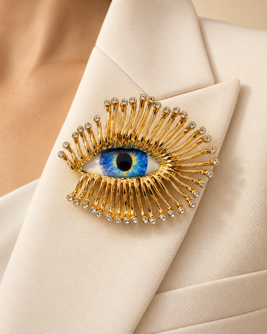 Golden Radiance Crystal Brooch