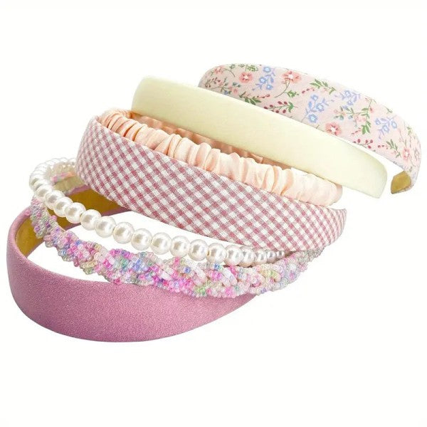 Pink and Floral Headband Set