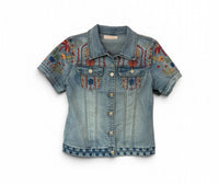 Dalia Short Sleeve Embroidered Denim jacket