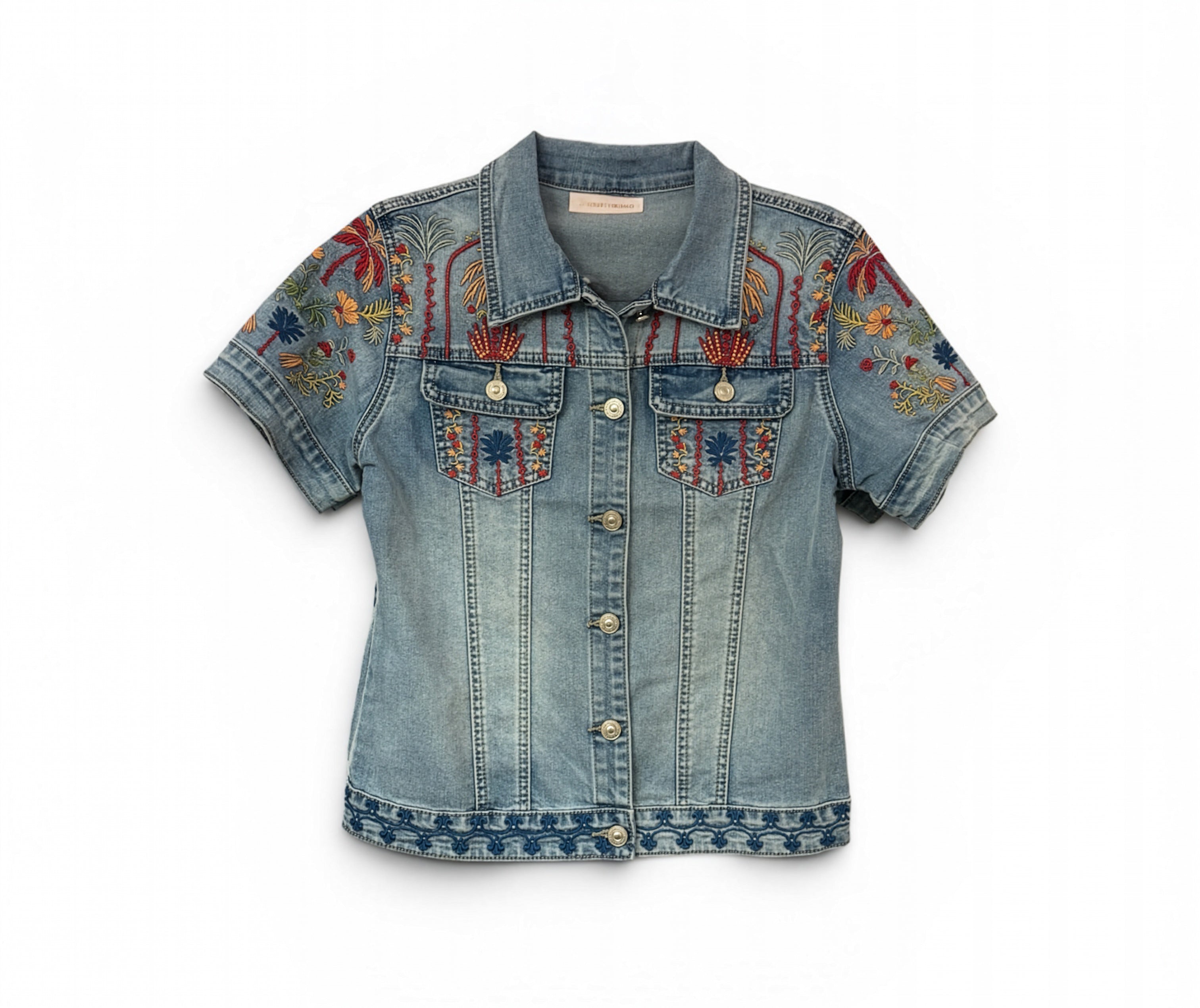 Dalia Short Sleeve Embroidered Denim jacket